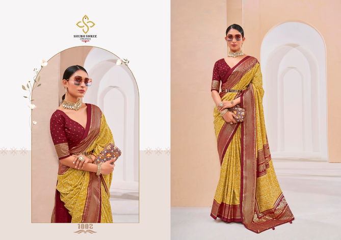 Madhurika By Shubh Shree Velvet Tusser Silk Printed Sarees Wholesale Shop In Surat